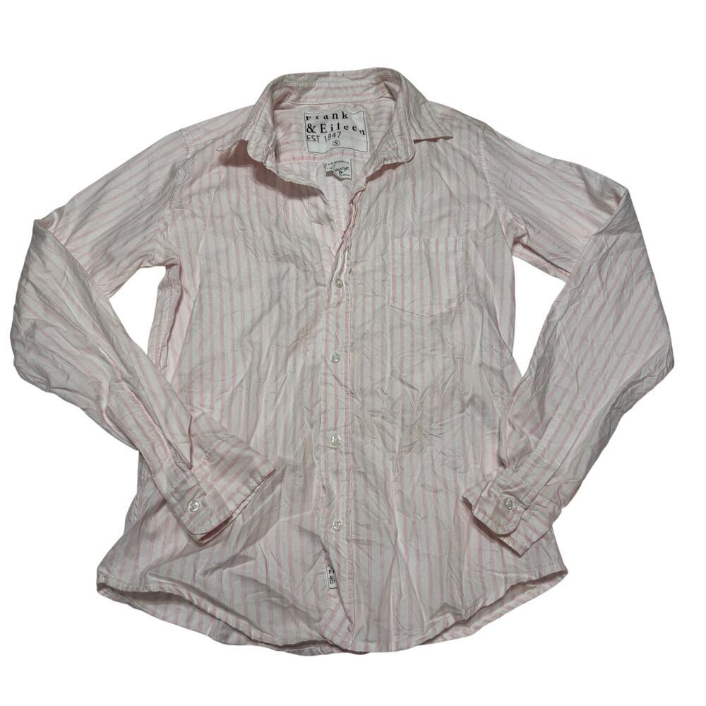 Frank & Eileen Button Up Cotton Pink & White Stripe Long Sleeve size Small